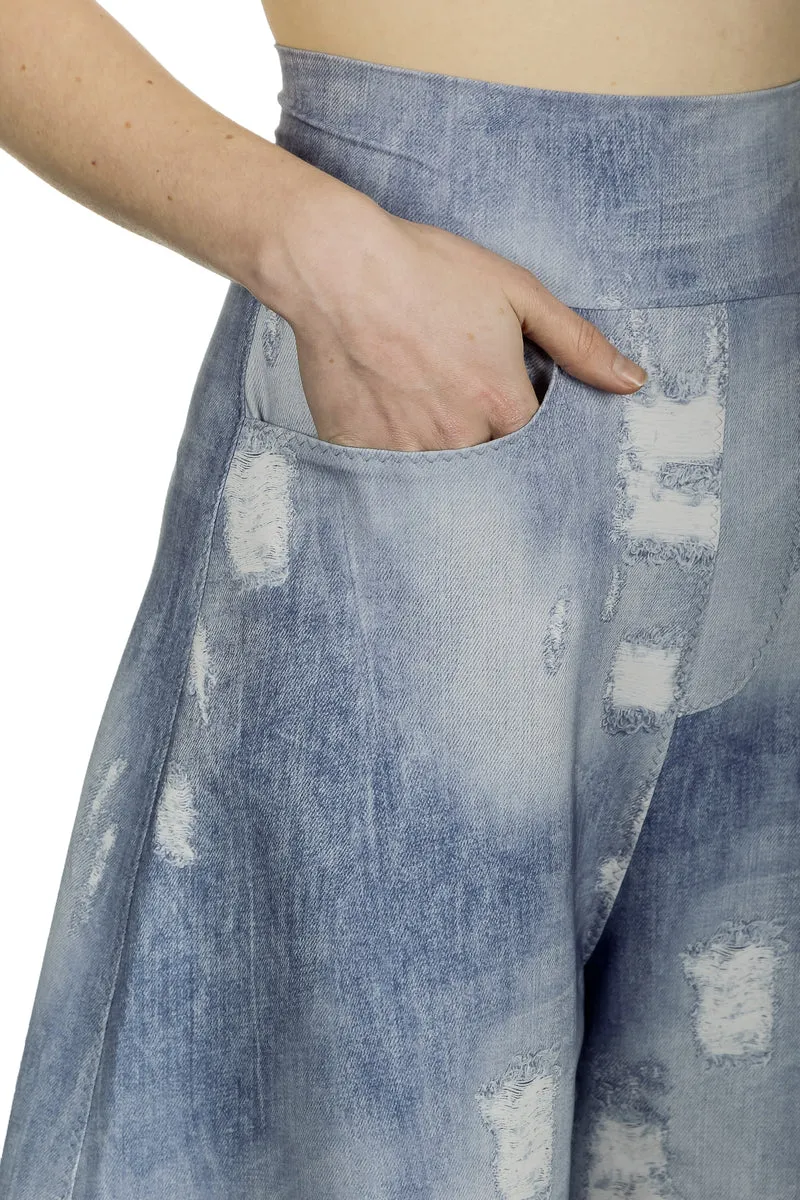 Schella Kann 2 Damen Culotte Hose in Jeans-Print mehrfarbig