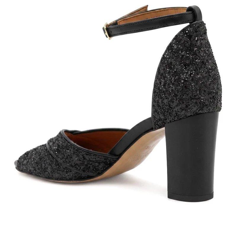 Yasmina Leather High Block Heel Sandals - YASMINA / 330 039 - Black