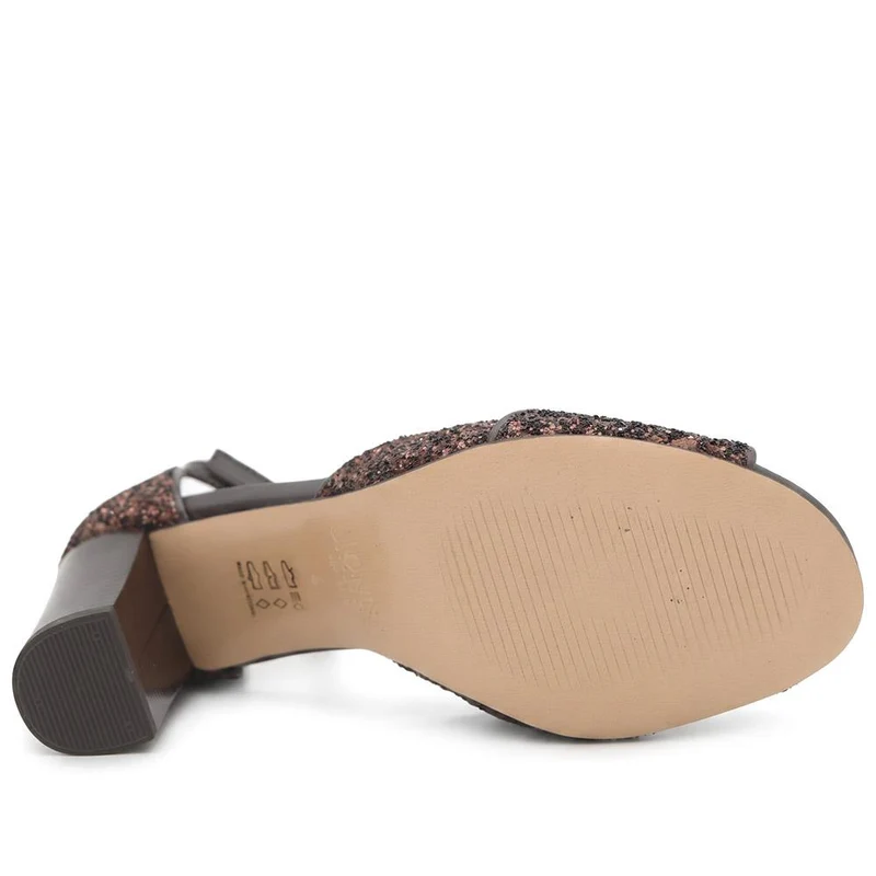 Yasmina Leather High Block Heel Sandals - YASMINA / 330 039 - Chocolate