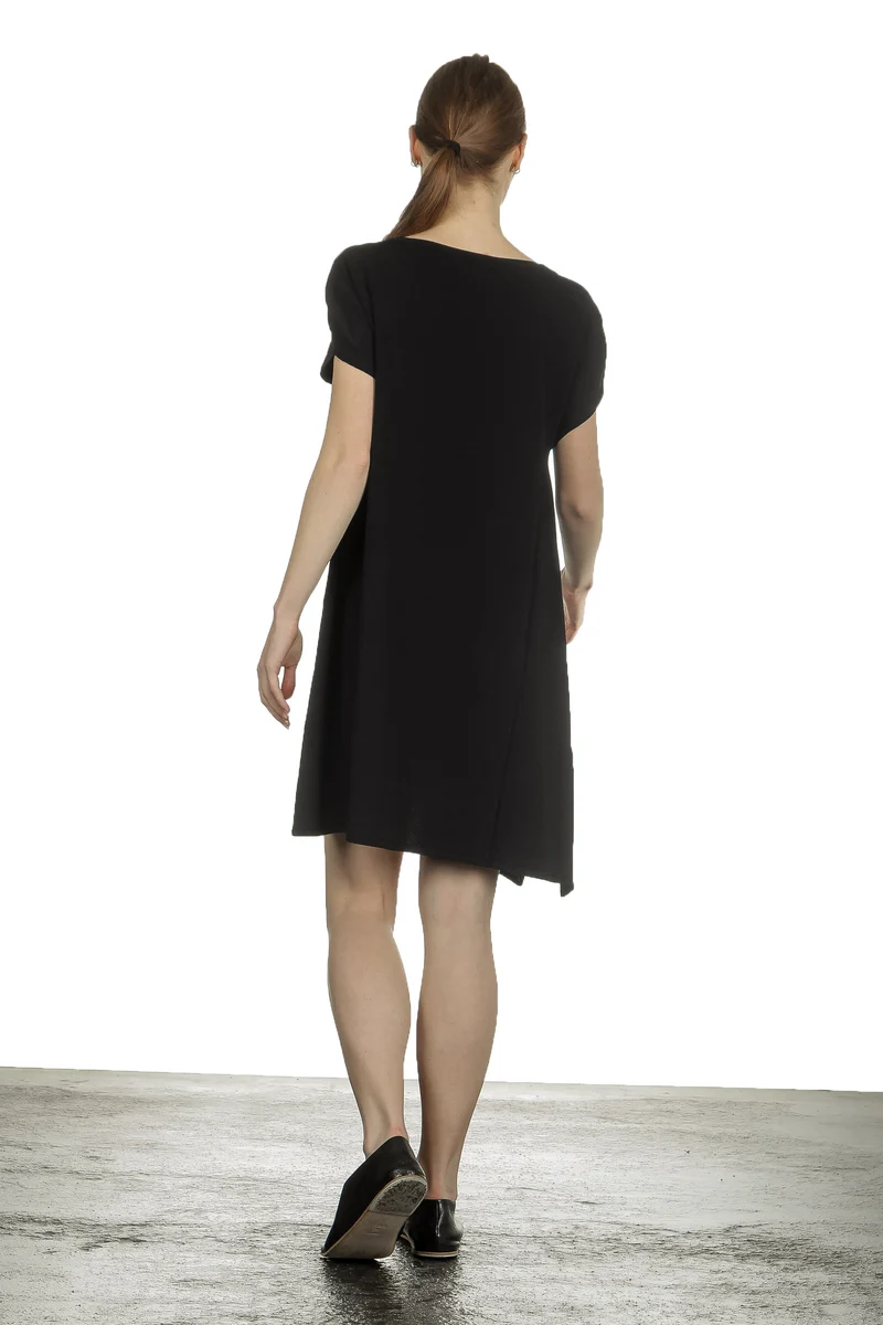 Sarah Pacini Damen Strickkleid mit Schlitz schwarz