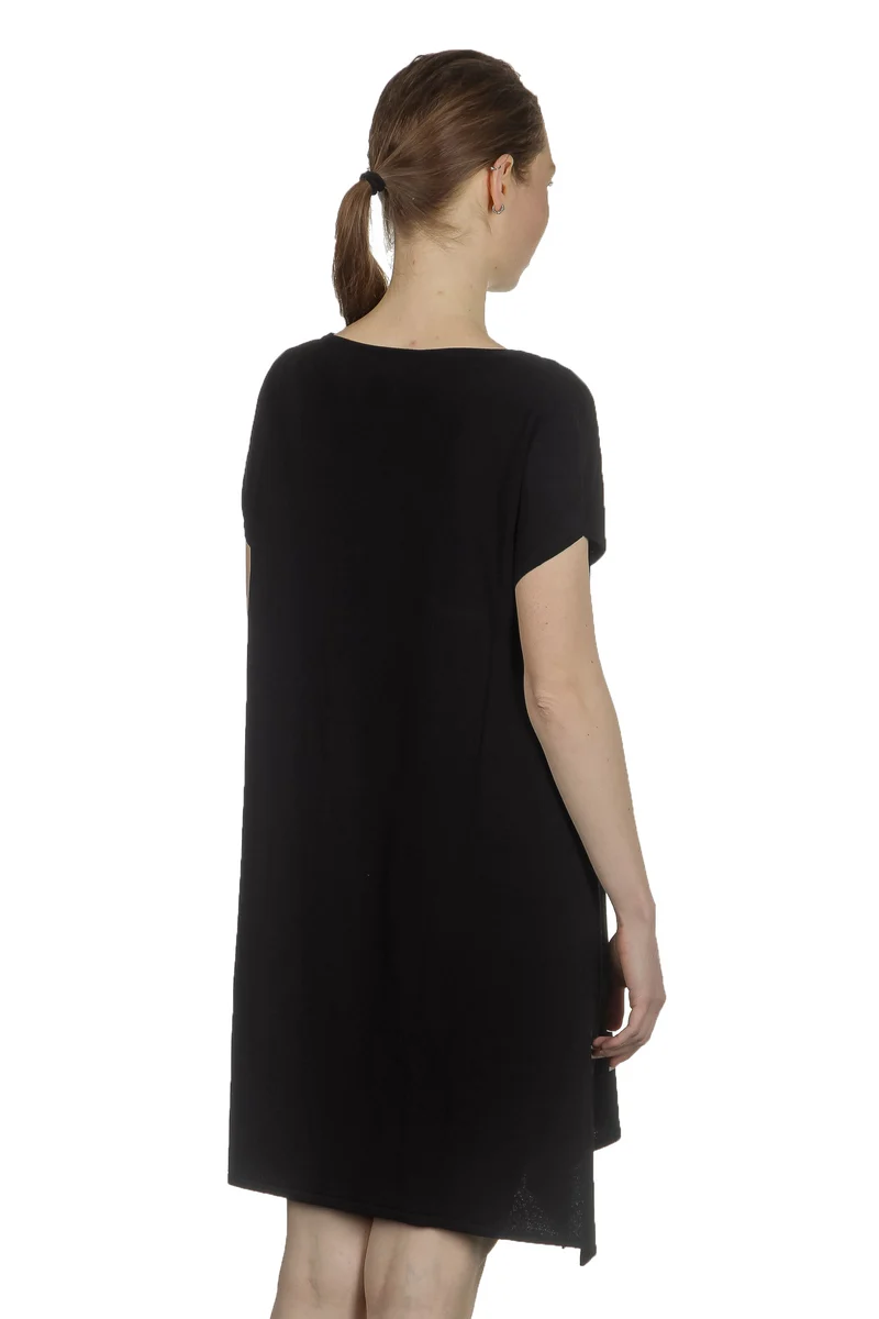 Sarah Pacini Damen Strickkleid mit Schlitz schwarz