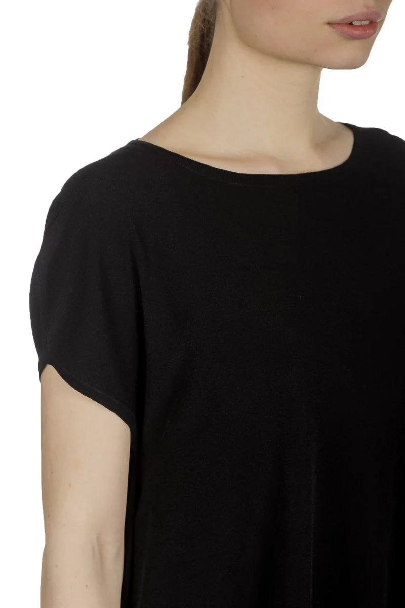 Sarah Pacini Damen Strickkleid mit Schlitz schwarz