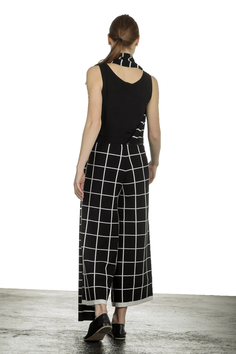 Sarah Pacini Damen Gaucho Hose mit Schal schwarz weiß