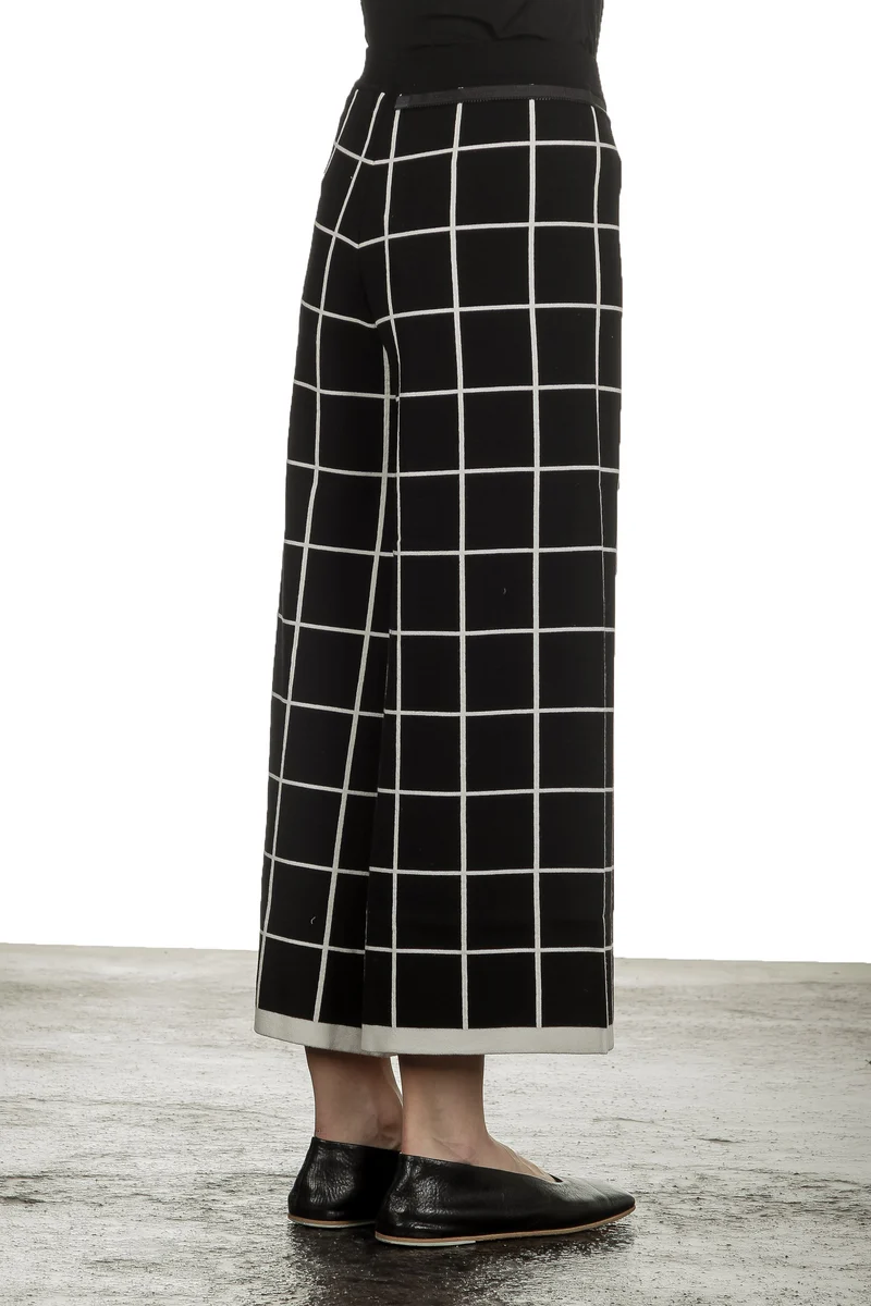 Sarah Pacini Damen Gaucho Hose mit Schal schwarz weiß