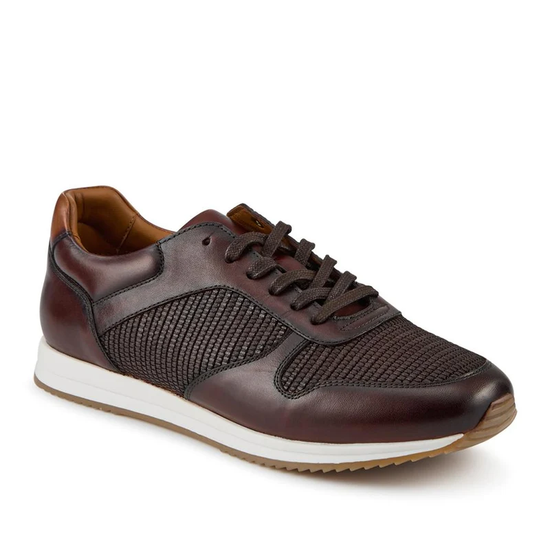 St Louis Casual Leather Lace Up Trainers - STLOUIS / 328 814 - Brown