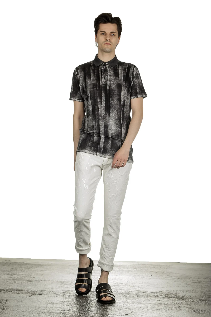 AVANT TOI Herren Poloshirt mit abstraktem Print anthrazit