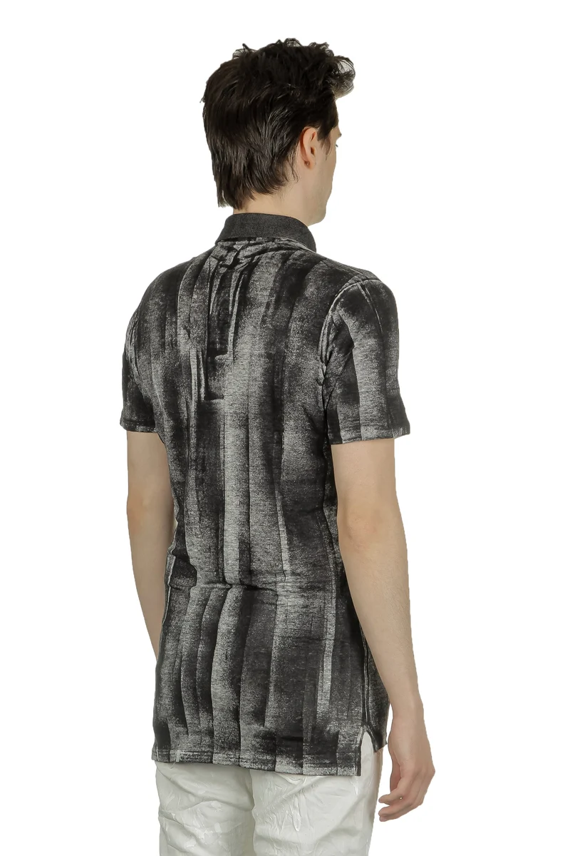 AVANT TOI Herren Poloshirt mit abstraktem Print anthrazit