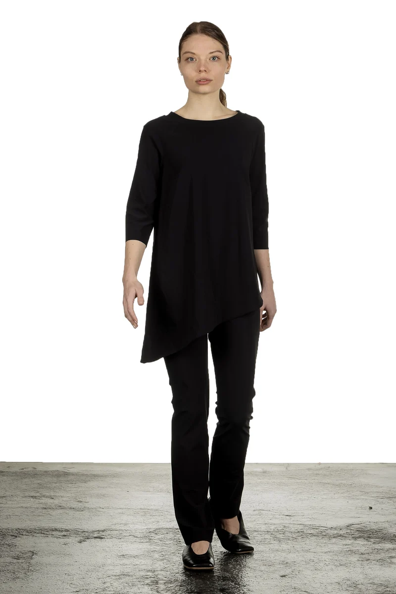 Schella Kann 2 Damen Asymmetrisches Langarmshirt schwarz