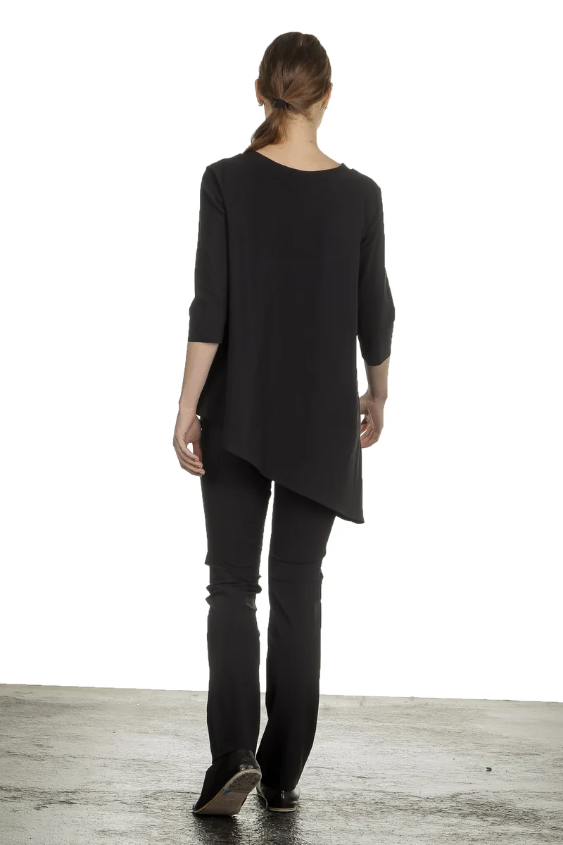 Schella Kann 2 Damen Asymmetrisches Langarmshirt schwarz
