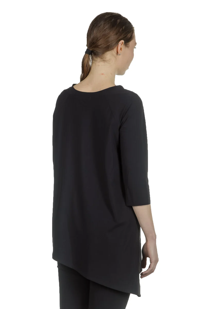 Schella Kann 2 Damen Asymmetrisches Langarmshirt schwarz