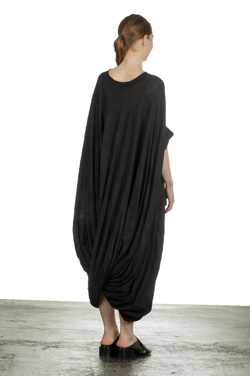 Gilda Midani Damen Ballonkleid lang schwarz mit Print