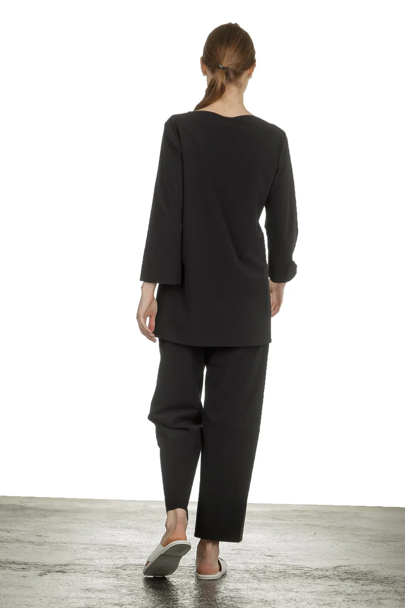 Katharina Hovman Damen Weite Hose mit hohem Bund schwarz