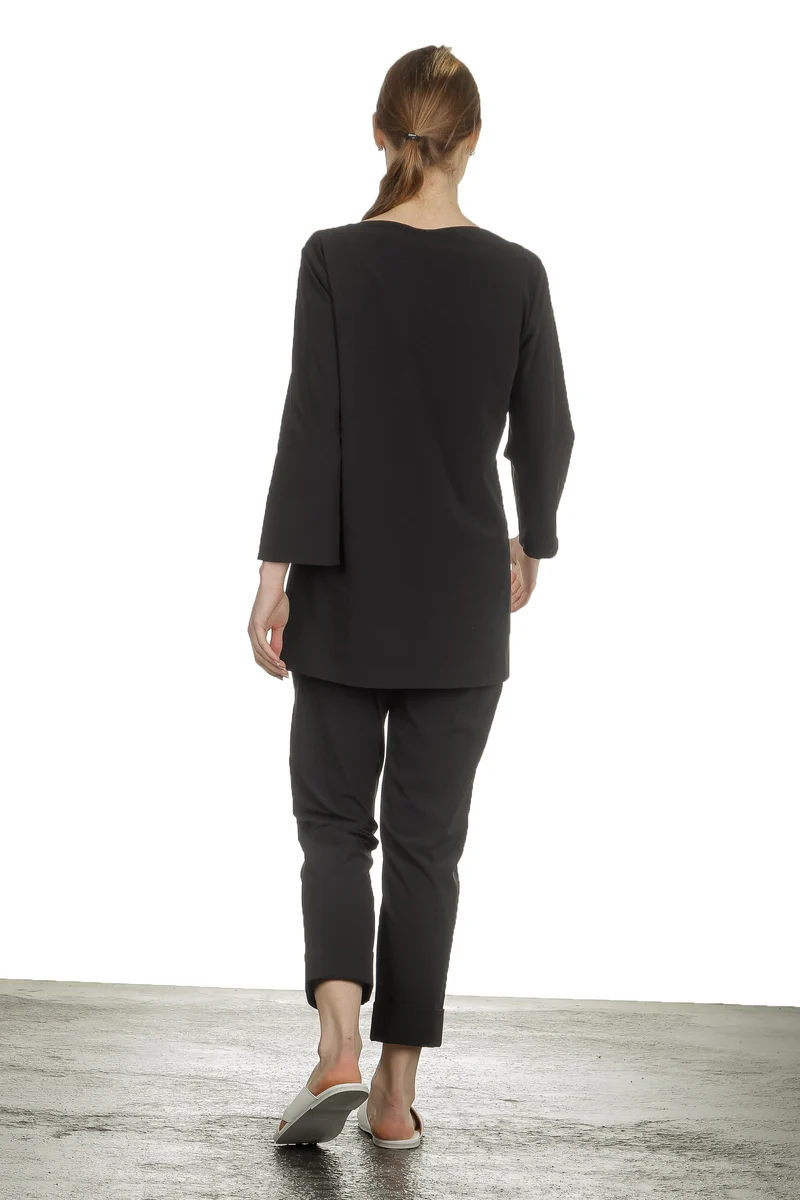 Katharina Hovman Damen Shirt in A-Linie mit 3/4 Arm schwarz