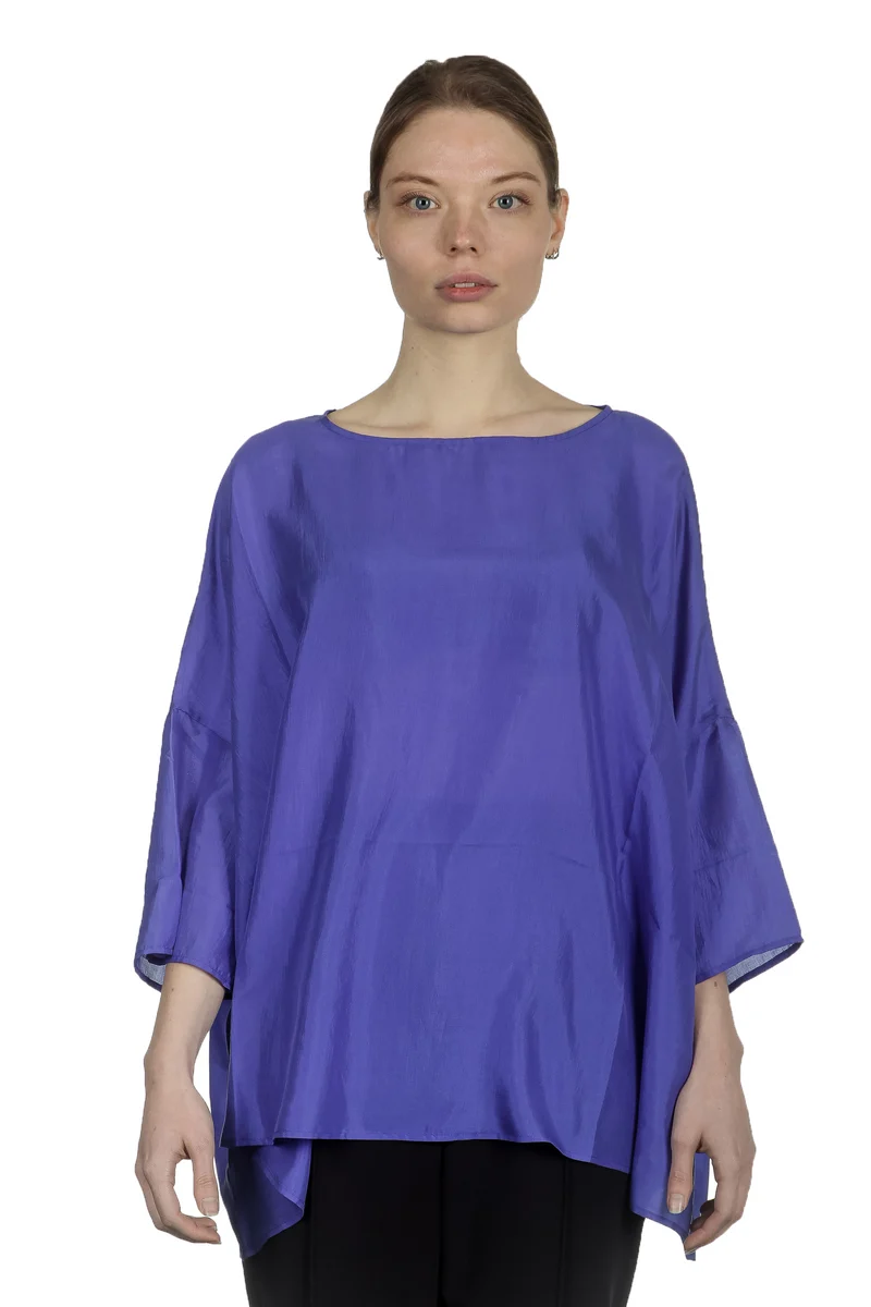 Apuntob Damen Bluse in A-Linie blau