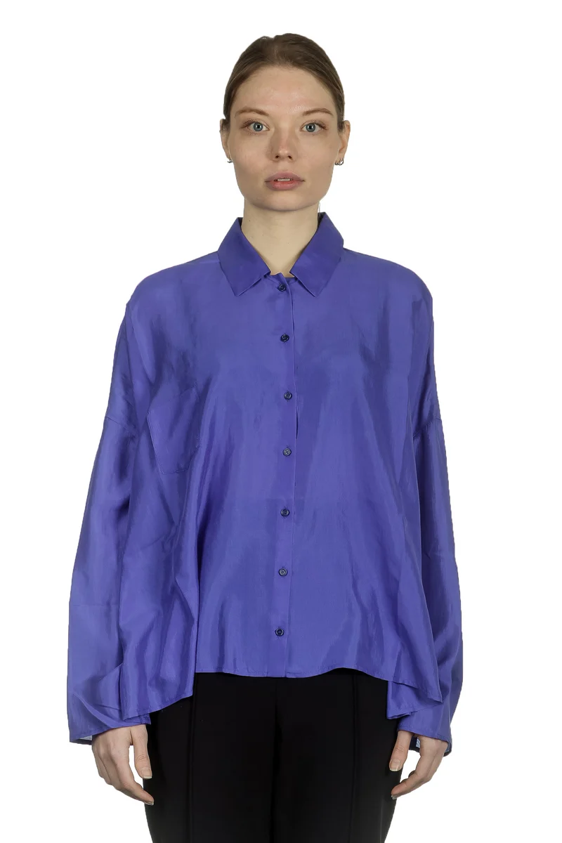 Apuntob Damen Hemdbluse in A-Linie blau