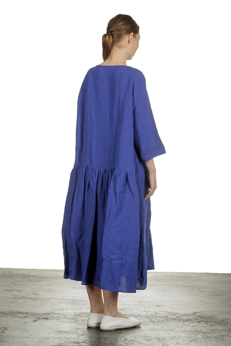 Apuntob Damen Ausgestelltes Kleid in Midi-Länge blau