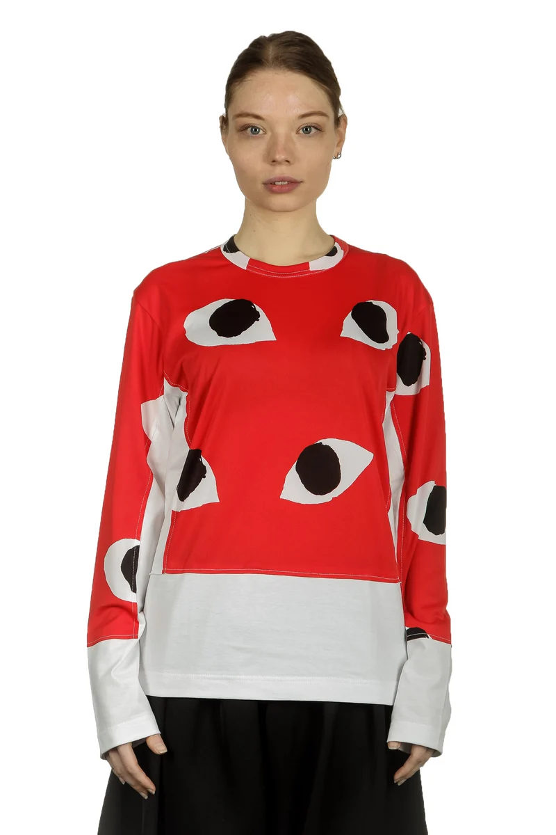 Comme Des Garçons Damen Langarmshirt mit Eye-Print mehrfarbig