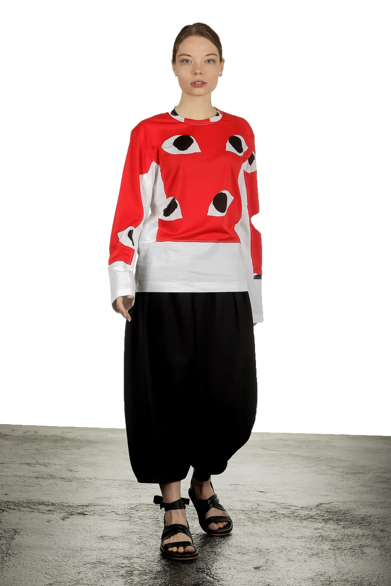 Comme Des Garçons Damen Langarmshirt mit Eye-Print mehrfarbig