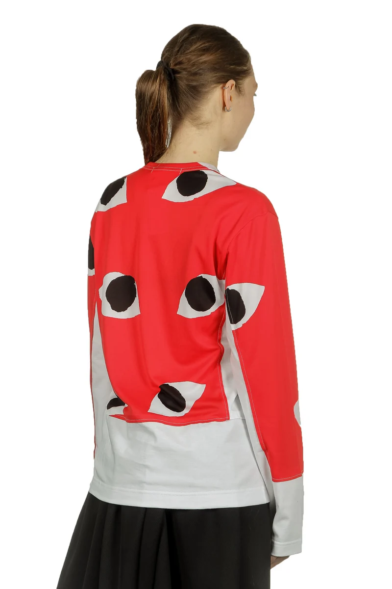 Comme Des Garçons Damen Langarmshirt mit Eye-Print mehrfarbig