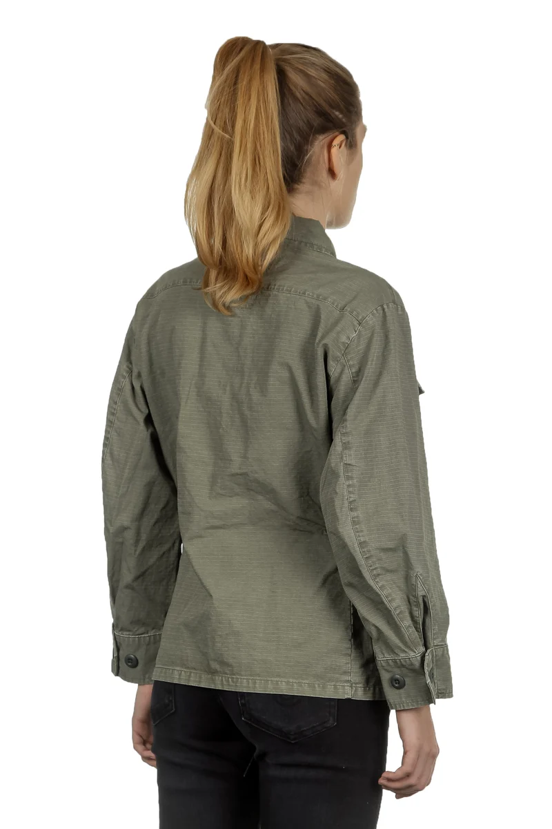 R13 Damen Geknöpfte Military-Jacke khaki