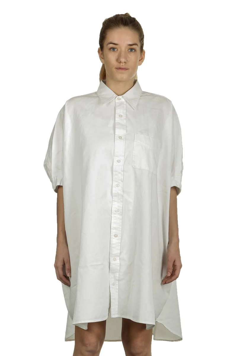 R13 Damen Hemdblusenkleid im Oversized-Look weiß