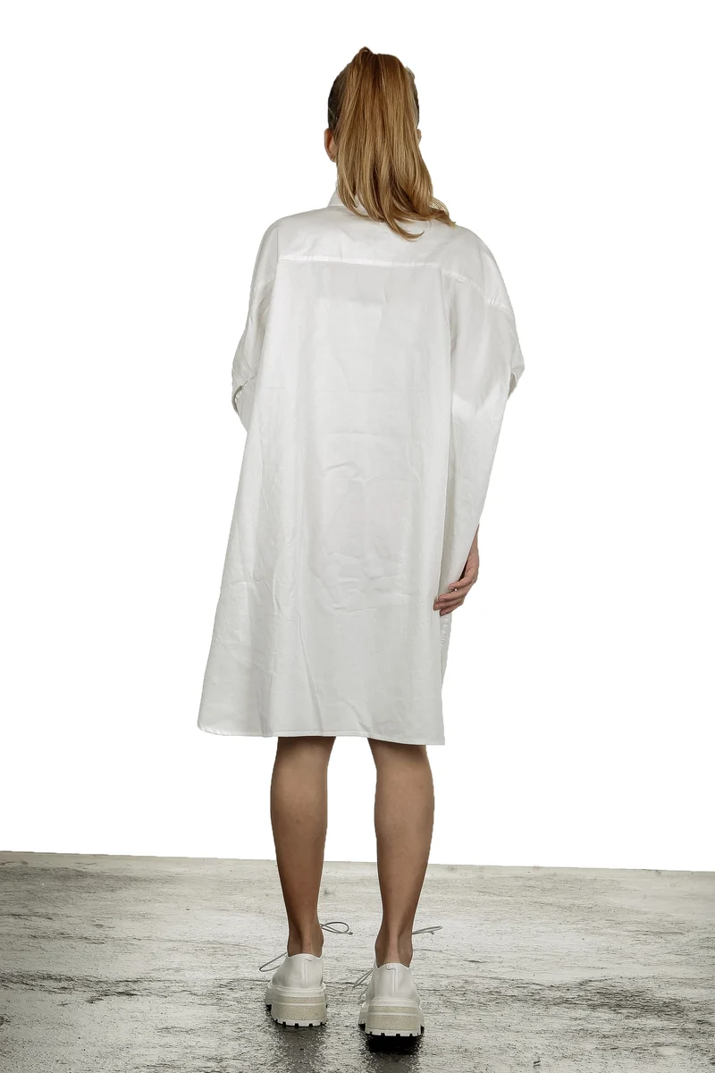 R13 Damen Hemdblusenkleid im Oversized-Look weiß