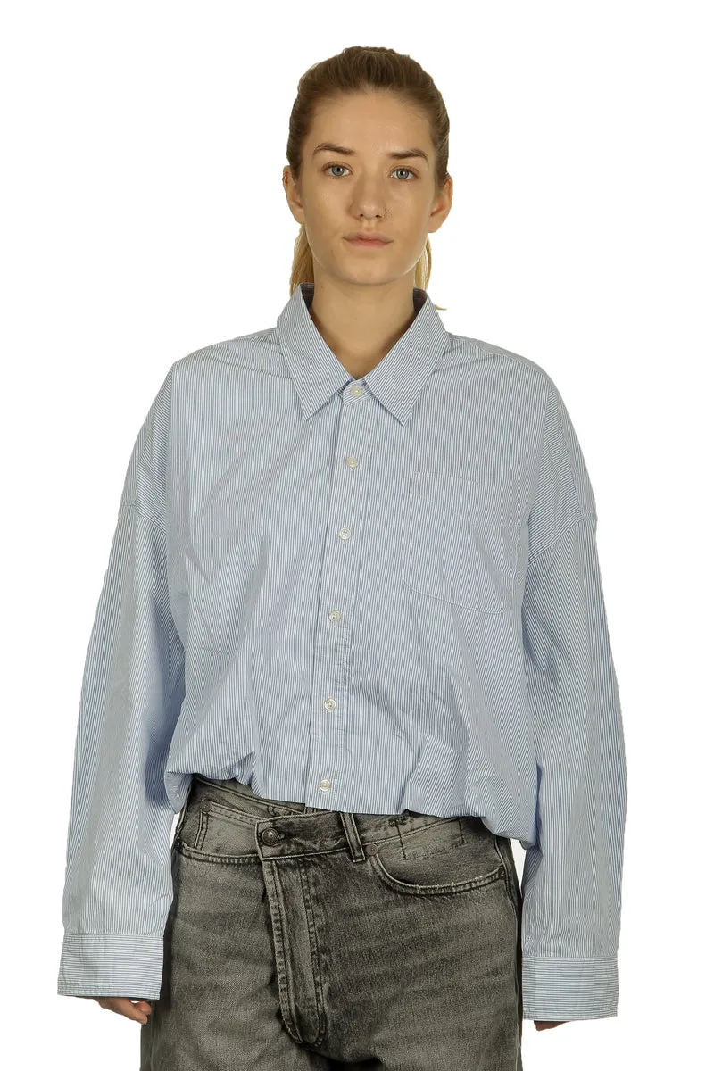 R13 Damen Geknöpftes Cropped-Hemd Gestreift blau weiß