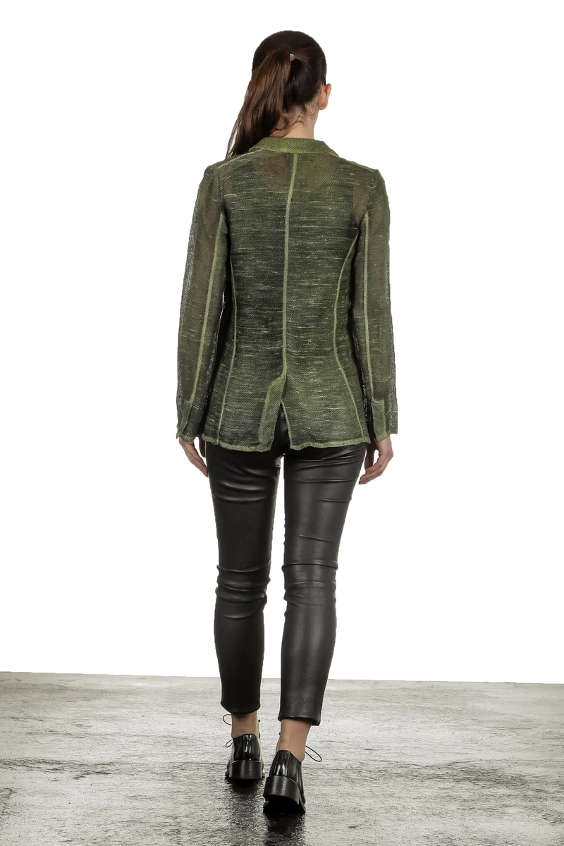 AVANT TOI Damen Leinen-Baumwoll-Mix Blazer mit Farbverlauf grün