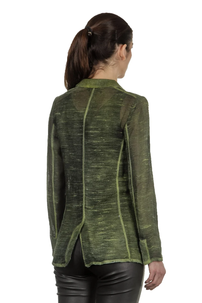 AVANT TOI Damen Leinen-Baumwoll-Mix Blazer mit Farbverlauf grün