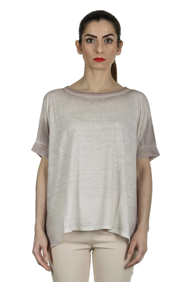 AVANT TOI Damen Oversized T-Shirt aus Leinen taupe