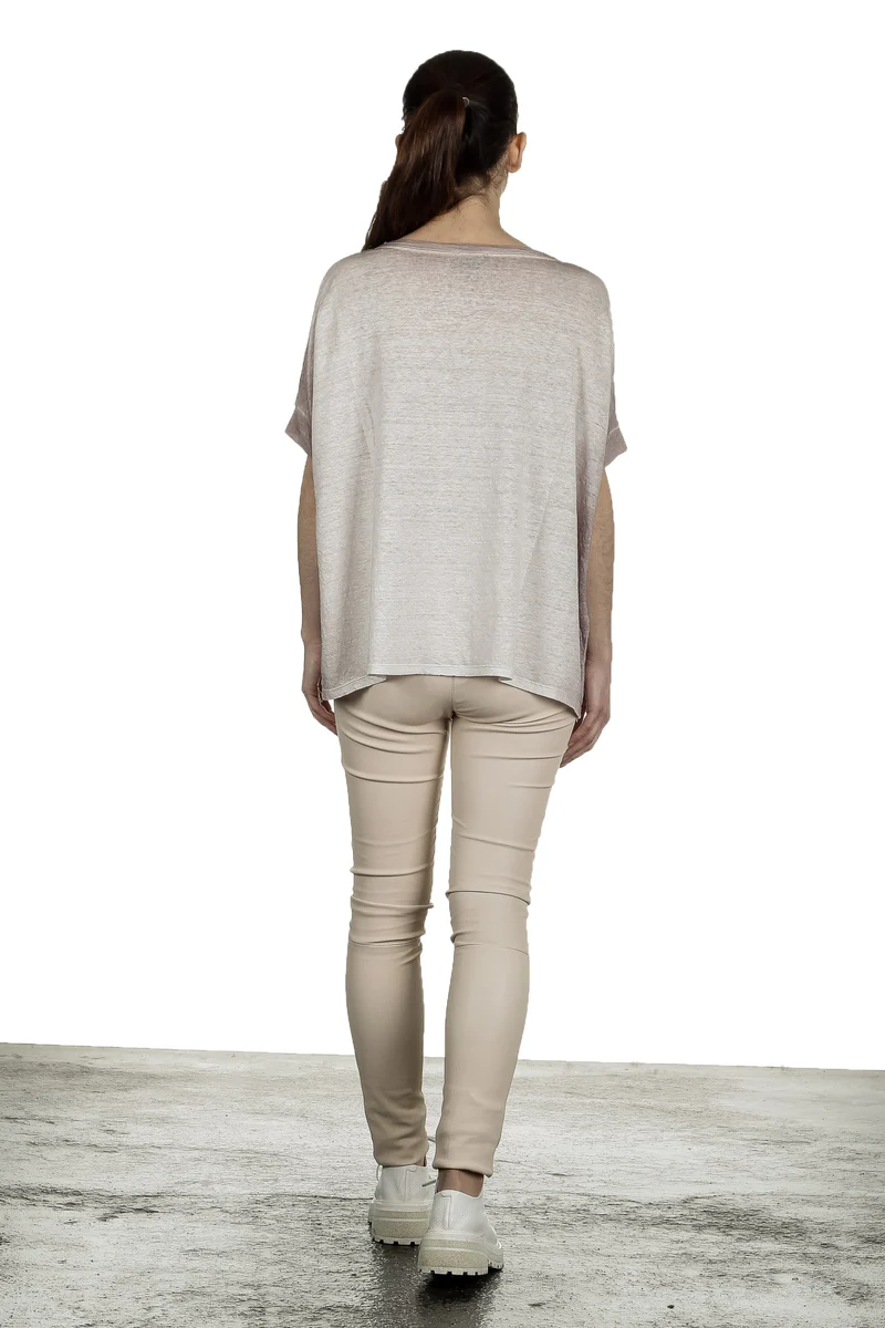 AVANT TOI Damen Oversized T-Shirt aus Leinen taupe