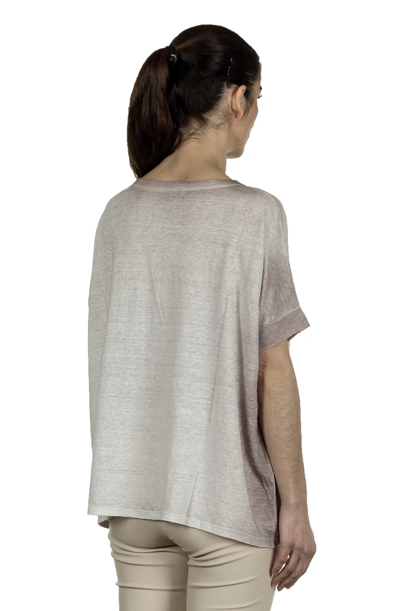 AVANT TOI Damen Oversized T-Shirt aus Leinen taupe