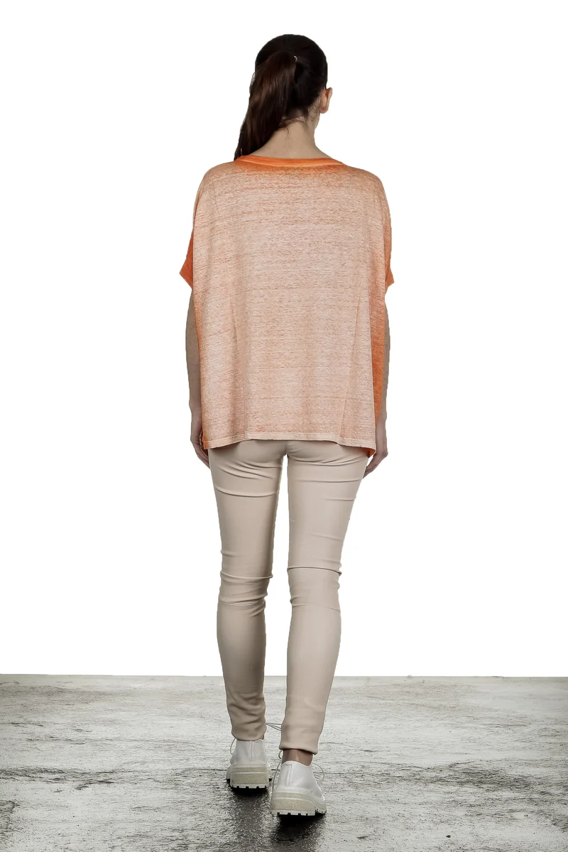 AVANT TOI Damen Oversized T-Shirt aus Leinen orange