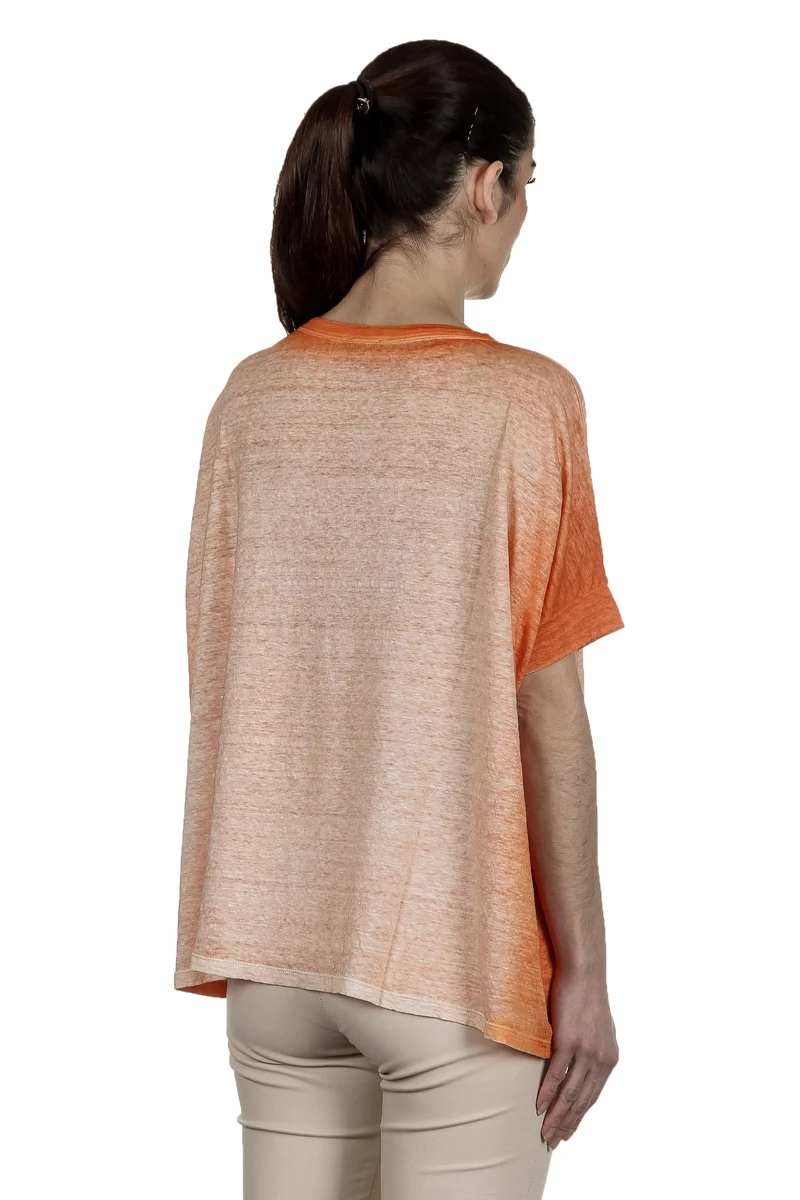 AVANT TOI Damen Oversized T-Shirt aus Leinen orange