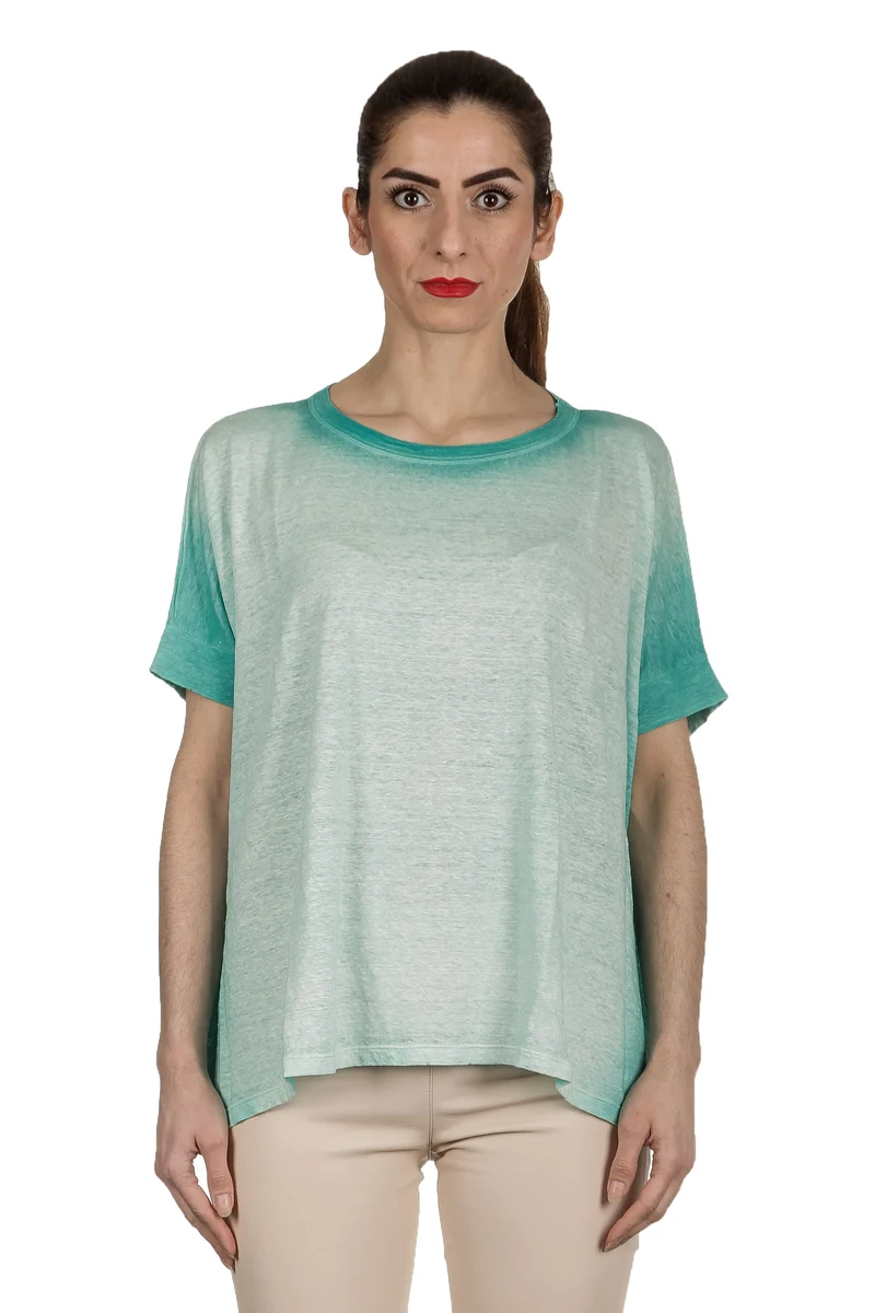 AVANT TOI Damen Oversized T-Shirt aus Leinen türkis