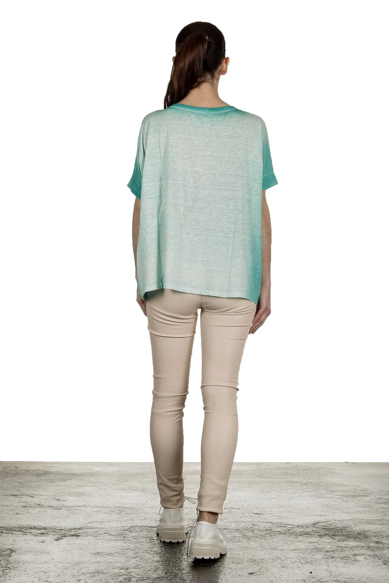 AVANT TOI Damen Oversized T-Shirt aus Leinen türkis