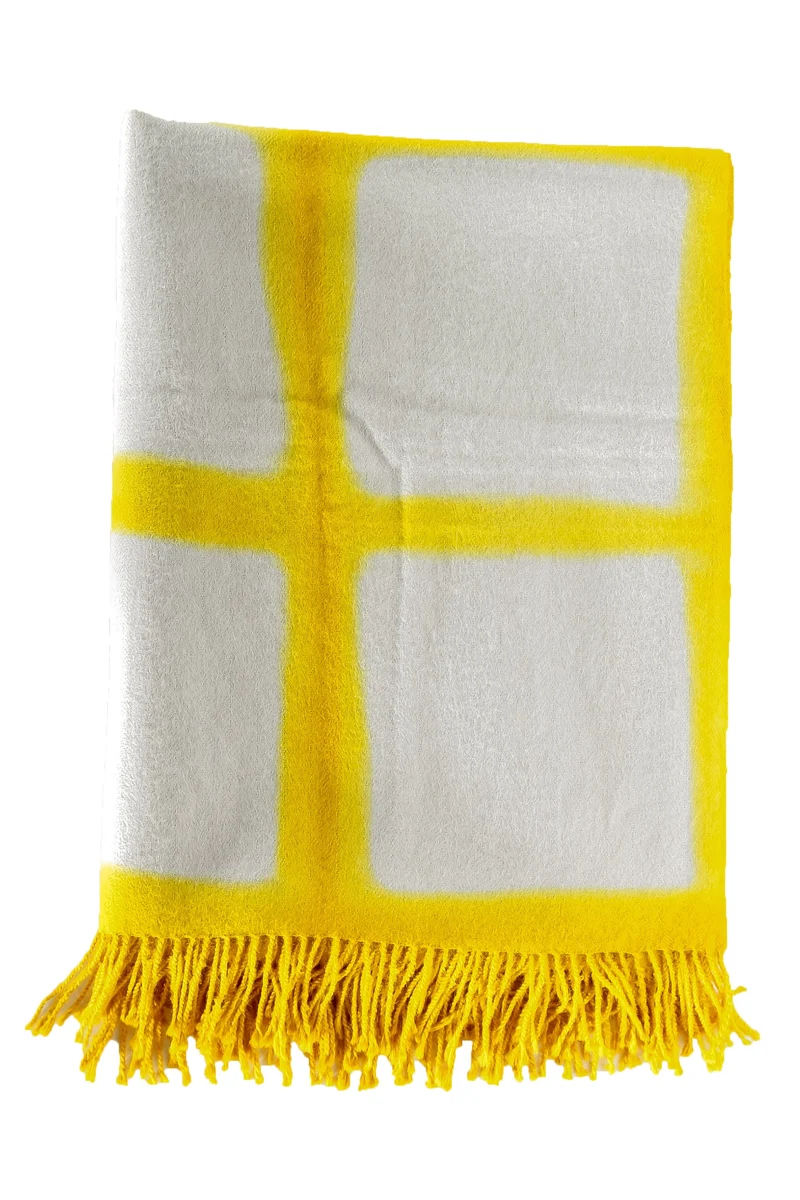 Suzusan Decke Shibori aus Alpaka gelb grau