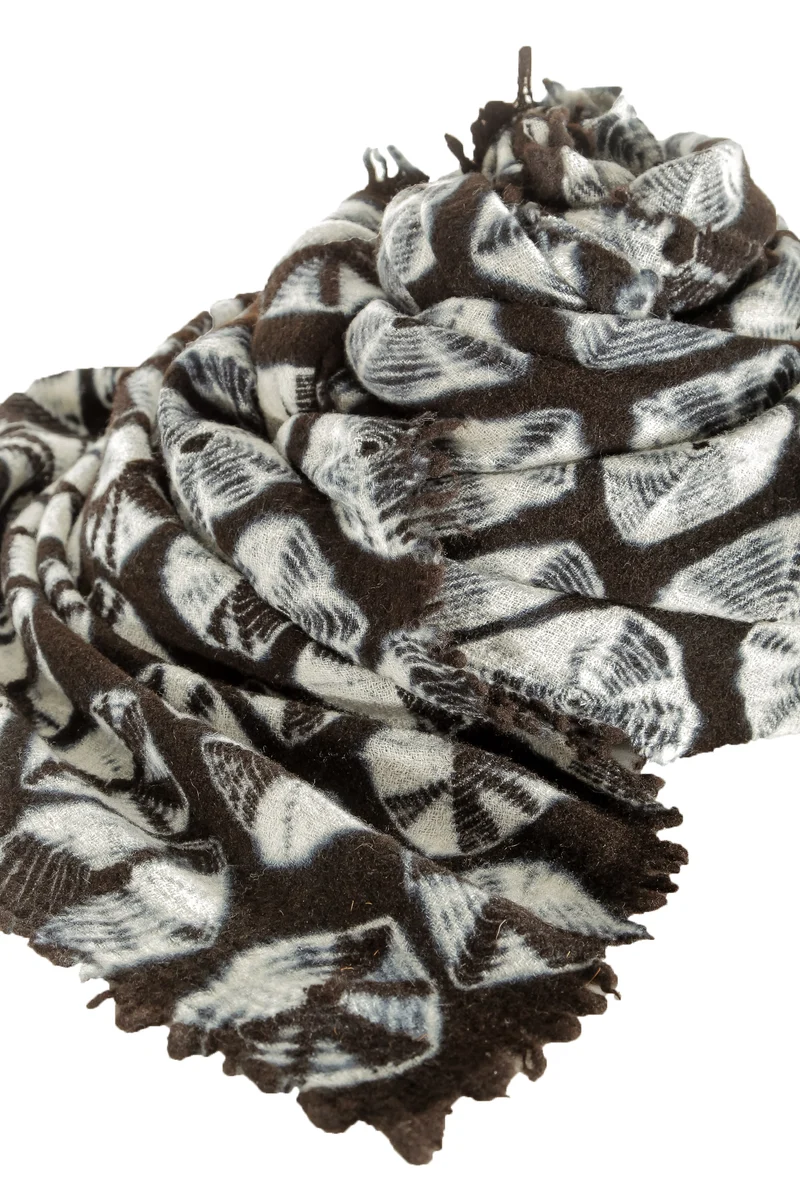Suzusan Decke Shibori aus Wollmischung schwarz weiß
