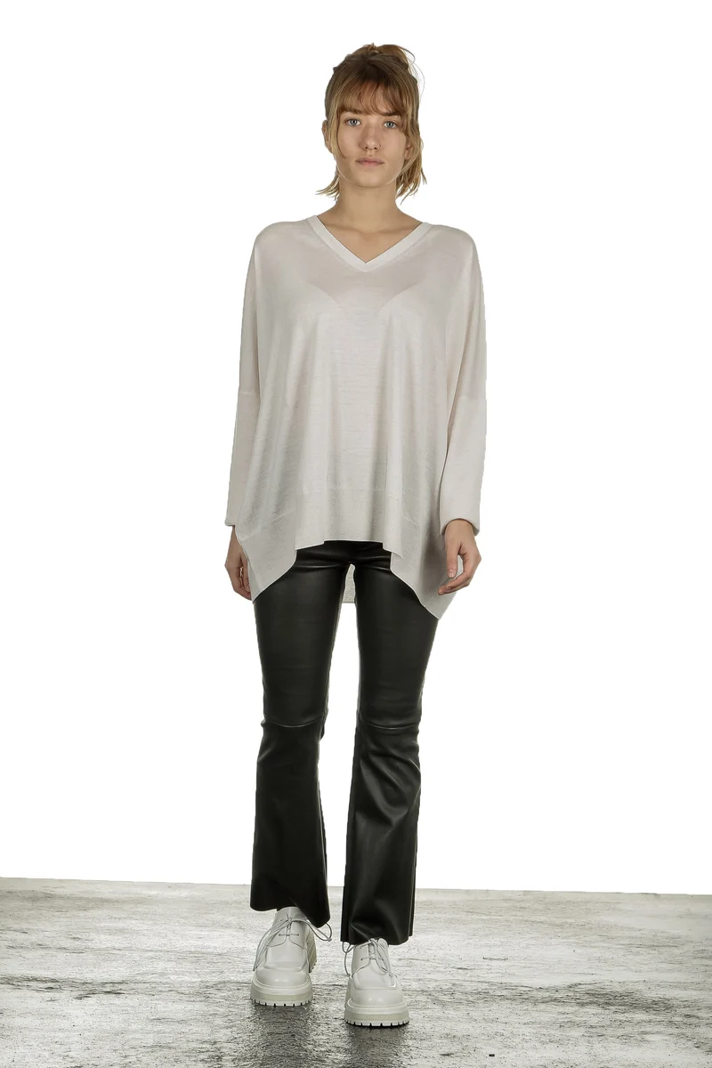 DROMe Damen Schlaghose aus Leder khaki