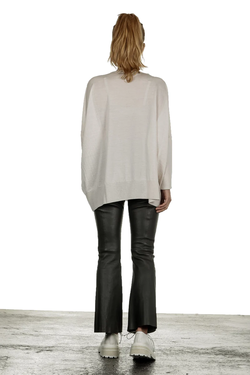 DROMe Damen Schlaghose aus Leder khaki