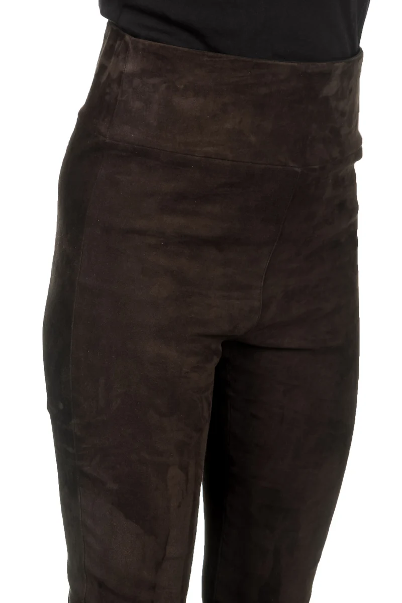 DROMe Damen Leder Leggings braun