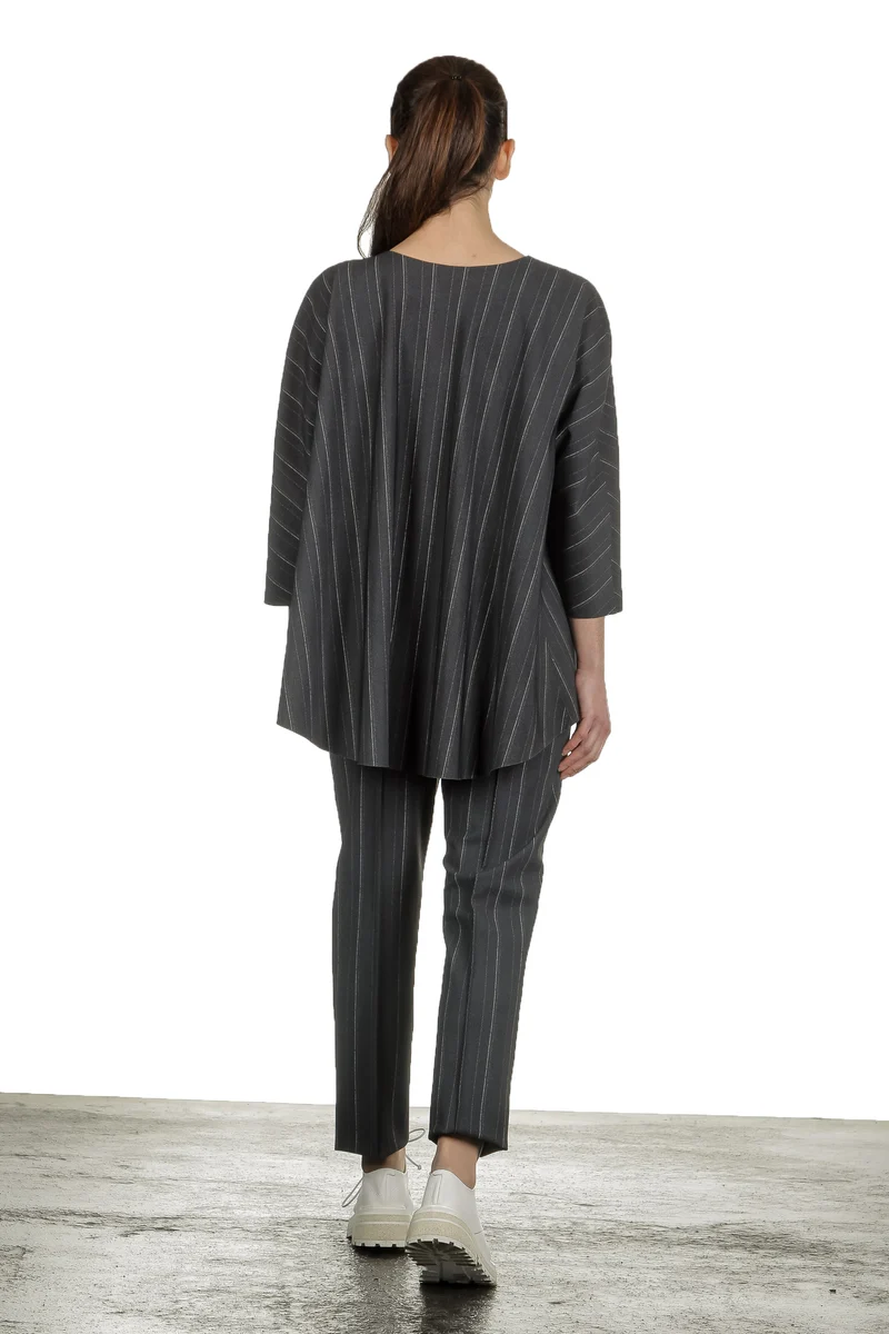 Schella Kann 2 Damen Bluse in A-Form mit Nadelstreifen anthrazit
