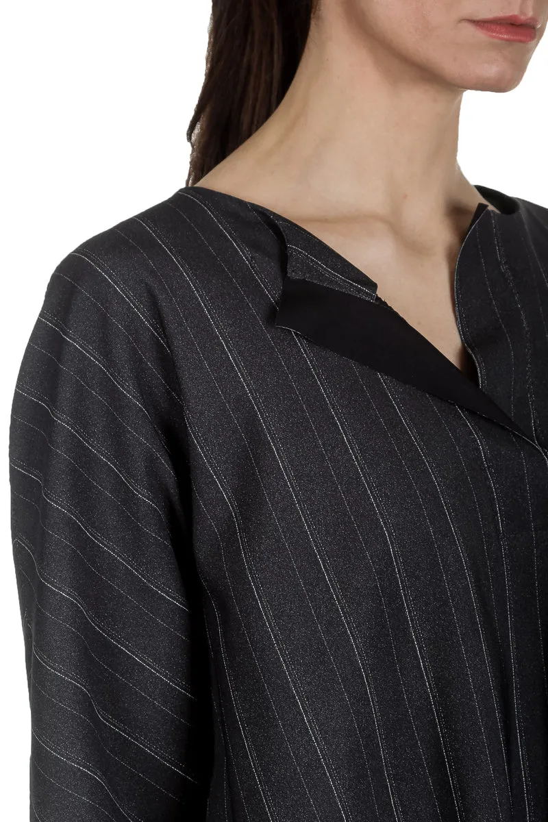 Schella Kann 2 Damen Bluse in A-Form mit Nadelstreifen anthrazit