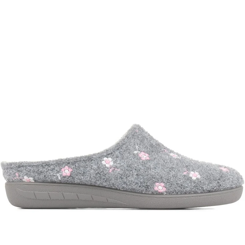 Elodia Embroidered Slipper Clogs - ELODIA / 322 777 - Grey