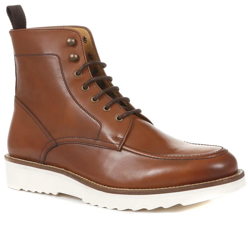 Channing Lace Up Leather Boots - CHANNING / 321 993 - Tan
