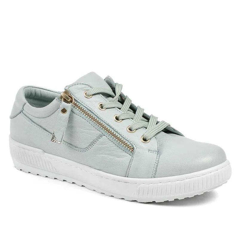 Padova Wide-Fit Leather Trainers - PADOVAWIDE / 326 787 - Mint