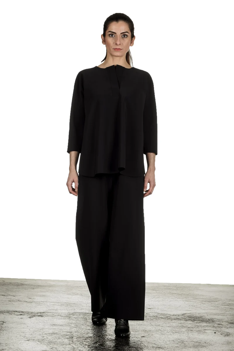 Schella Kann 2 Damen Bluse in A-Form schwarz