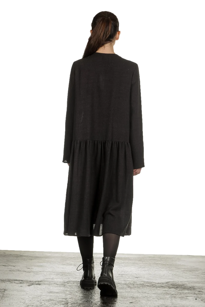 Apuntob Damen Avantgarde Hemdblusenkleid dunkelbraun