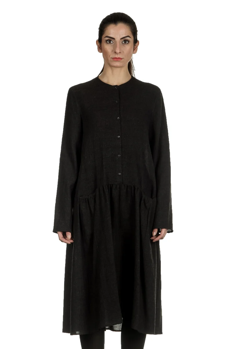 Apuntob Damen Avantgarde Hemdblusenkleid dunkelbraun