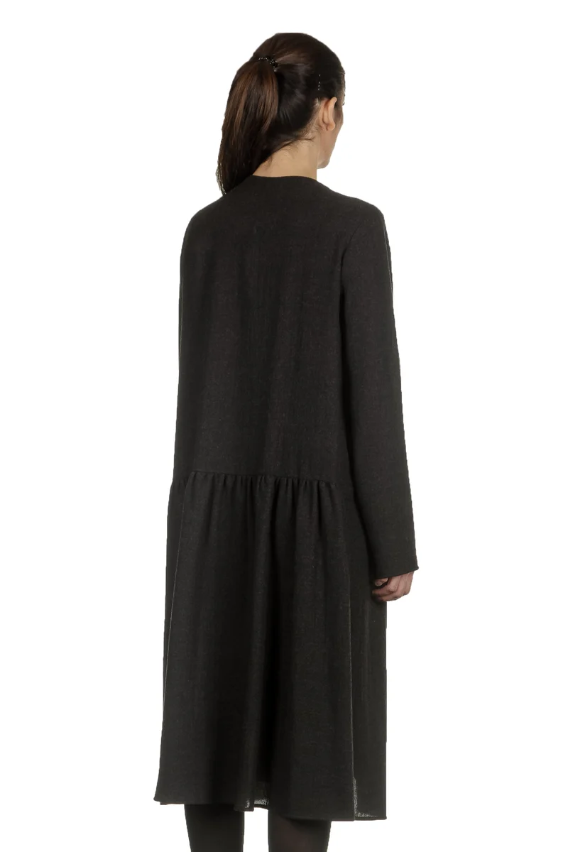 Apuntob Damen Avantgarde Hemdblusenkleid dunkelbraun